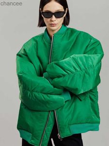 Mode Zipper losse groene bommenwerper varsity jassen vrouwen 2022 herfst winter casual warme honkbal parka's overjassen streetwear hkd230815