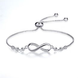 Mode zirkoon eindeloze liefde Infinity armbanden voor vrouw kristallen kettingarmband op hand verstelbare feestjuwelen