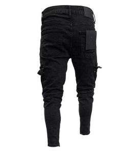 Fashion19SS Mens Designer Jeans 2019 Spring Black Ripped Troues en détresse Design Jean Pantalon Pantalons POCHES HOMMES PANTALONES2096482