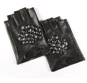 Fashion2018 Strass Inleg Vingerloze Lederen Handschoenen Casual Trendy Hoge Kwaliteit Herfst Vrouwen Allmathch BE4893044267