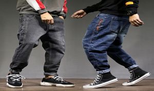Fashion2019 High Street Fashion Men Jeans Loose Fit Harem Pants Blue Gray Color Punk Style Hip Hop Jogger Jeans for Men Cargo Pan3478644
