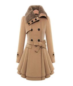 Fashion4 Colors Dames Winterlagen Fake Fur Revel Neck Woman Wol Like Coats Slim Fit Outerwears S 4XL3475798