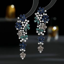 Fashiona earring Banquet Dress Paired With Luxurious And Atmospheric Zircon Flower High-end Earrings Designer Jewelry