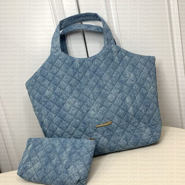 Sac à bandoulière à la mode 7a pour femmes avec motif à plaid en diamant, en cuir de jean de grande capacité tissant plusieurs styles de sacs de trajet