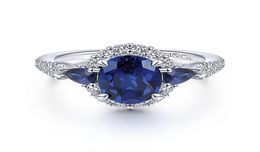 Anillo de bodas de compromiso romántico para mujer con diamante azul de plata 925 a la moda, tamaño 6106891120