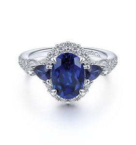 À la mode 925 Silver Blue Diamond Femme Engagement romantique Aneau de mariage Taille 6106204696
