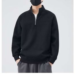 Sweat à capuche à demi-fermeture éclair pour hommes, hip hop américain, à la mode, nouvelle tendance minimaliste Huadeng Core, pull en peluche, hiver 2024