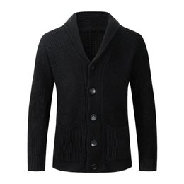 Cárdigan de estilo informal y moderno para hombre, abrigo tejido de algodón sólido, camisa con solapa y un solo pecho, barato 231227