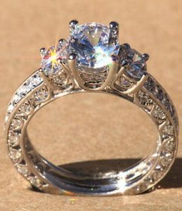 À la mode et luxueuse 925 Silver Diamond Femme Engagement romantique Aneau de mariage Taille 6101614557