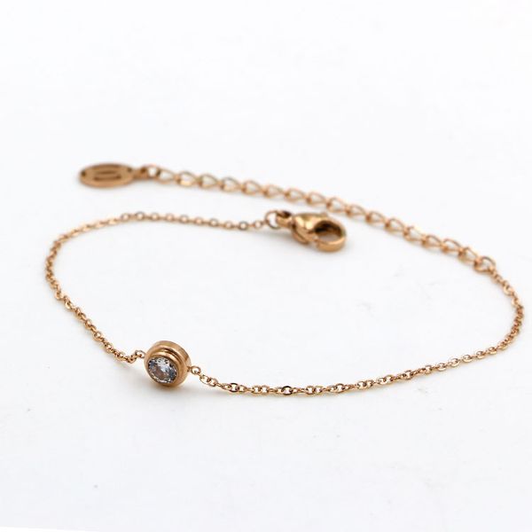 Pulsera de circón con un solo diamante y diamantes desnudos, moderna y minimalista, oro coloreado, oro rosa, como regalo para novia y mejor amiga al por mayor