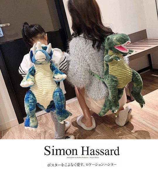 Sac à dos dinosaure à la mode et populaire, sac personnalisé pour enfants Tyrannosaurus Rex, sac en peluche dragon triangle dessin animé