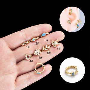 Boucles d'oreilles à nœud d'amour à la mode et populaires Cuivre incrusté de zircon cubique Huggie Hoop Piercing Boucle d'oreille portée irrégulièrement Une seule pièce pour les femmes Bijoux de corps