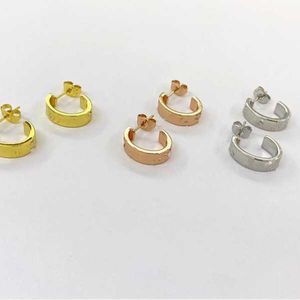 Modieuze en veelzijdige oorbel accessoires CART Koreaanse sieraden met gegraveerde 18k gouden klassieke cirkelvormige nagel met doos