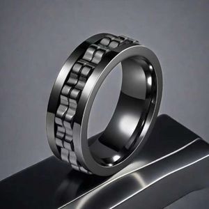 Bague en acier titane pour hommes anti-anxiété à la mode - Style professionnel/formel