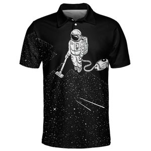 Modieuze astronauten print zomer korte mouwen Polo Shirt Sports Casual Breathable Rapel Top