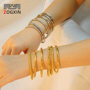 Bracelet à trois perles de Style INS de célébrité d'internet en titane de bambou à la mode, Bracelet à anneau uni en acier inoxydable