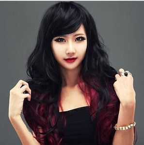 Perruque de cheveux longs bouclés rouges mixtes à la mode pour femmes