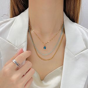 Colliers à pendentif bohème à la mode collier en acier au titane en couches de tempérament pour les bijoux des femmes