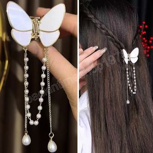 Pince à cheveux à frange longue en perles, papillon à la mode, pince à cheveux en forme de griffe de crabe, mini queue de cheval, Barrette, accessoires pour cheveux pour femmes, ornement