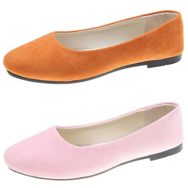 Chaussures de travail à fond plat de couleur bonbon à la mode jaune rose rouge cyan tissu en daim confortable face chaussures pour femmes, chaussures d'étudiant