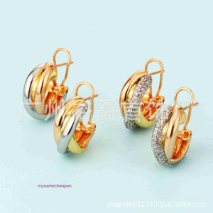 Modieuze cartrres oorbellen voor vrouwen kajias drie ringkleurscheiding gewikkeld oorbellen zijn modieus eenvoudig en gepersonaliseerd in design Franse diamanten stud