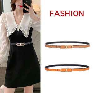 Ceinture en cuir pour femmes, tendance classique à la mode, fine ins vent, ceinture fine double face en cuir de vache, ceintures pour robe de trajet, largeur 1.4cm