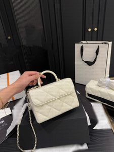 COCO – sac à poignée en cuir véritable 23K pour femmes, sac à rabat avec boucle en métal à motifs de diamants, à la mode