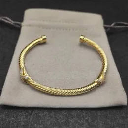 Modieuze designer armband parelhoofd luxe armband dames diamant charme opening manchet armband hoogwaardige twisted kabel luxe sieraden zl123 b4