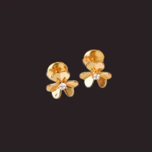Modieuze designer oorbellen voor vrouw Rhinestone PureColor Clover Luxe oorbellen Heren sieraden dagelijkse outfit vergulde gouden nieuwigheid ZH214 H4
