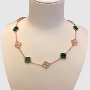 Modieuze designer ketting vrouwen vintage 10 diamant vergulde gouden klaver kettingen sieraden vrouw populaire domans keten met hangende verloving zh219 b4