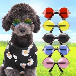 Lunettes à la mode pour chien et chat, pour animaux de compagnie, tendance créative, prise de photo, cadre circulaire, petites lunettes de soleil, poupées jouets