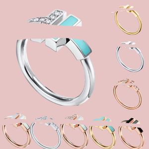 À la mode double lettre t Ring 925 argent concepteur de luxe de luxe joelry romantique perle beimu cz rose or rose classique de mariage de fiançailles de fiançailles