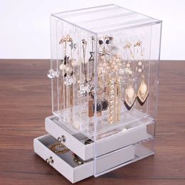 Boucles d'oreilles à la mode Boîte de bijoux Transparent Boîtes de rangement en acrylique Rack Rack Plastic Organizer Box 240430