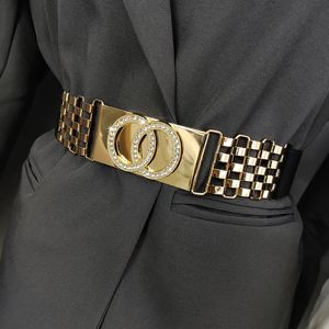 Chaîne en or élastique à la mode avec strass design pour femme avec ceintures de smoking élastiques de luxe de haute qualité corset ajusté noir 240318