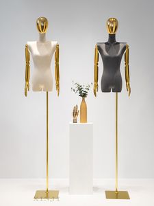 Mannequin à épaule plate de galvanoplastie à la mode, modèle féminin doré, tissu personnalisé