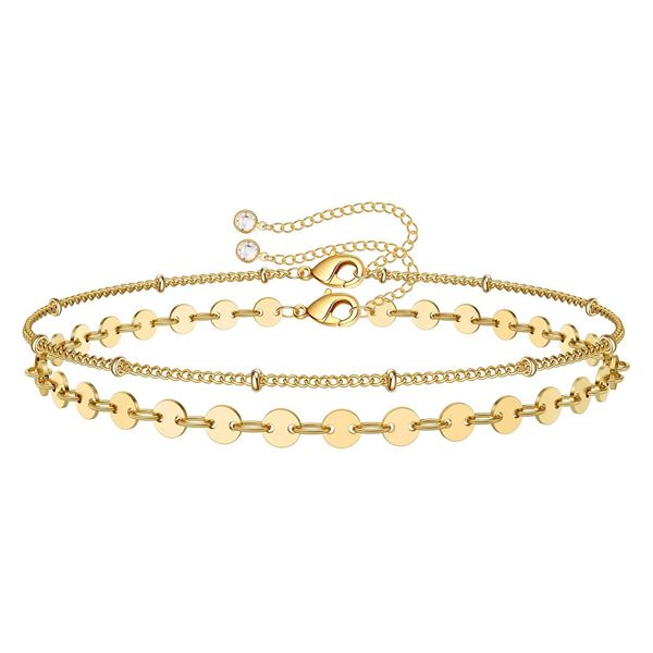 Ensemble de bracelets de commerce extérieur européens et américains à la mode, artisanat en cuivre artisanal, chaîne de perles à pince à paillettes, bracelet double couche