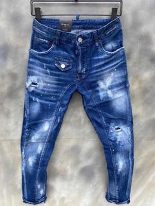 jeans décontractés pour hommes européens et américains à la mode en jeans de moto serrés et déchirés lavés à la main de haute qualité lt132