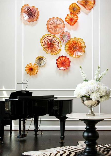 Placa de flores de moda, decoración de pared, vestíbulo de Hotel, escultura de cristal de Murano, accesorios de lámpara artística, cono de pared de granja europea