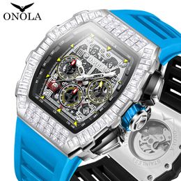 Diamante completo de moda NUEVO ONOLA Sports Multi funcionales Reloj Mecánica Reloj Watch
