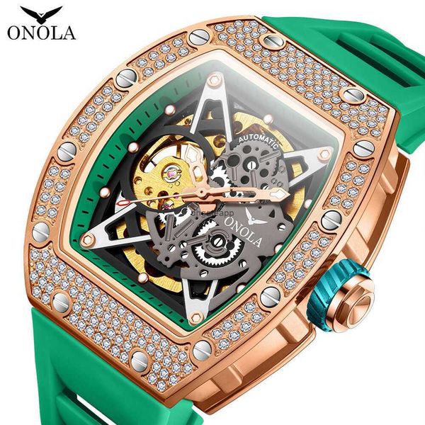 Fashionable Full Diamond New Watch Aurona / Onola Live Automatic Mécanique Mécanique Silicone Terproof