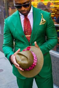 Esmoquin verde a la moda para novio, vestido de boda para hombre, solapa de muesca, Blazer para hombre, cena de graduación/traje de Darty