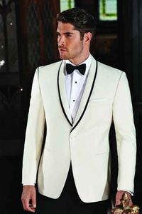 Tuxedos marié à la mode garçons d'honneur ivoire châle revers meilleur homme costume mariage hommes Blazer costumes (veste + pantalon + ceinture + cravate) K282