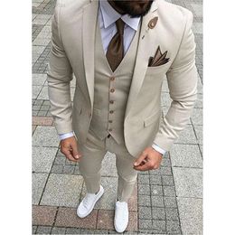 Smooth Tuxedos à la mode Bénébreau hommes Men de garoue Suisses beige Fitwedding / Nééxe pour hommes (veste + pantalon + gilet + cravate) NON: 38 9681