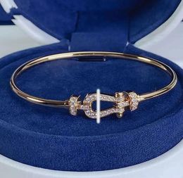 Modieuze hoefijzer buckle elastische armband ontwerper diamantarmband 18k rosé verguld puur zilveren sieraden paar armbanden dagelijks woon -werkverkeer sieraden