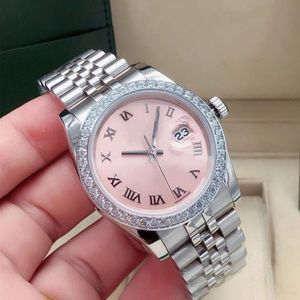Modieus dames automatisch mechanisch horloge 31 mm roze diamanten ring saffier roestvrij staal korting waterproof252W