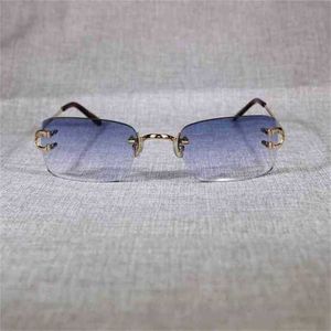 Modieuze luxe buitenzonnebril Vintage Rimless Men Metal Clear Glazen frame vierkante tinten voor vrouwen zomerclub oculos brief