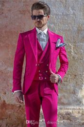 À la mode Homme Prom Busienss Costume Hommes Fête De Mariage Blazer Manteau Dîner Robe De Bal Marié Tuxedos (Veste + Pantalon + Gilet + Cravate) J754