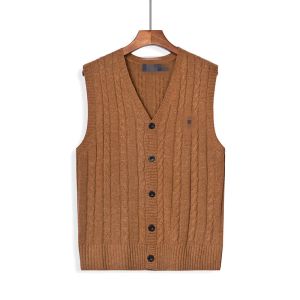 Modieuze herenontwerper trui, Europese en Amerikaanse warme en slanke fit casual v-hals trui, geborduurde mouwloze herenvestingstop