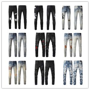 Jeans pour hommes à la mode avec un style cool, pantalons en denim de créateur luxueux avec trous et jeans bleu noir fendus, coupe slim taille 28-40 nouveaux Amirs