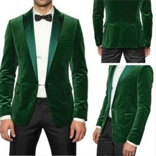 Costumes pour hommes à la mode mariage personnalisé Green Men Jacket Velvet 2017 Dernières couères Pant Designs Best Man Suit the Groom Party Wearv 268L